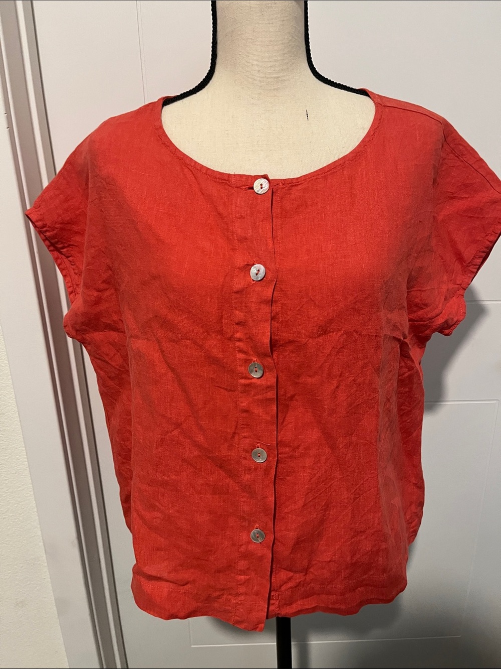 Bryn Walker Bessie 100% Linen Button-Front Shirt Coastal Beach Resort Lagenlook